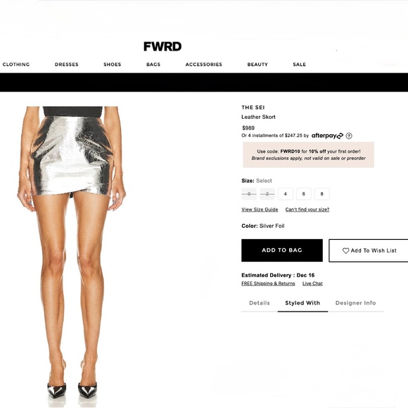 The Sei Silver Foil Mini Skorts New With Tags. - Picture 12 of 16